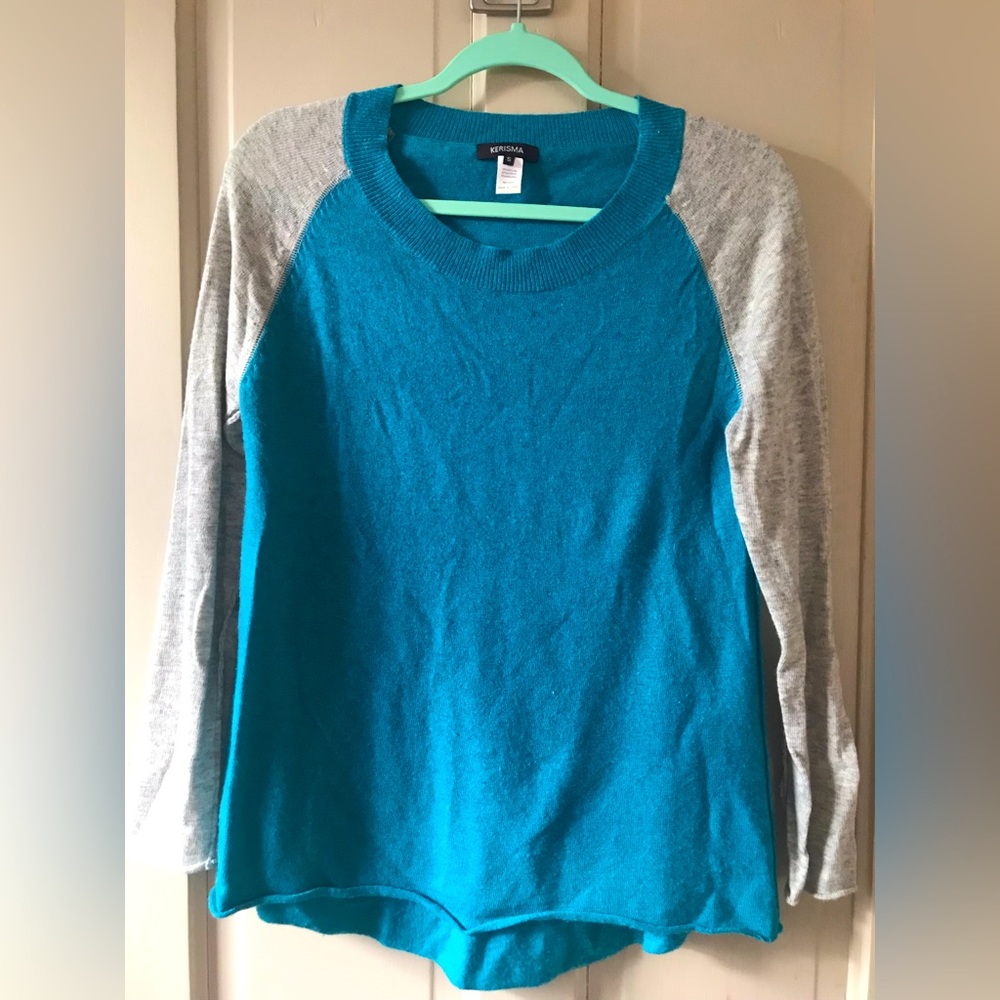 Kerisma Teal Raglan Angora Sweater Soft Boatneck Size Small